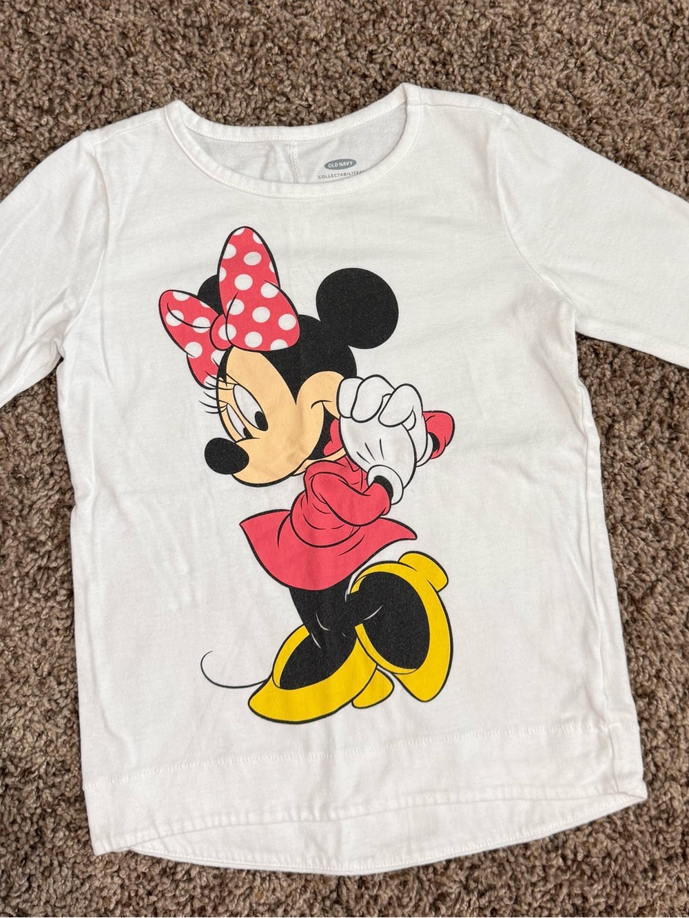 Old Navy Kids' Collectabilitees Disney Minnie Mouse White Graphic 3/4 Length Top
